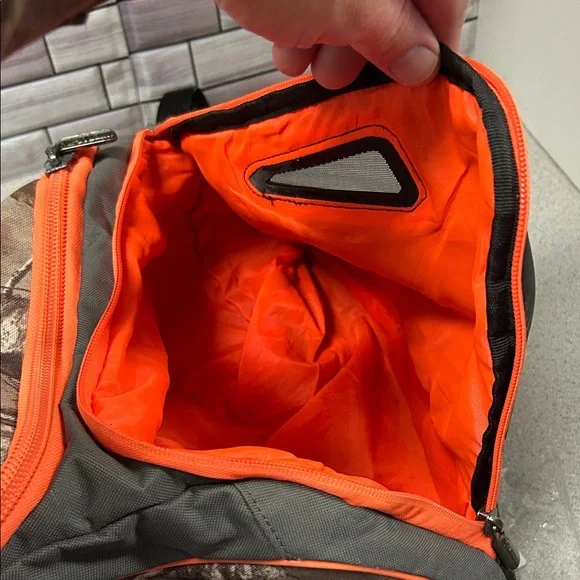 Easton Double Bat Bag/EquipmentCamouflage Black Backpack Orange Accents - Picture 9 of 12